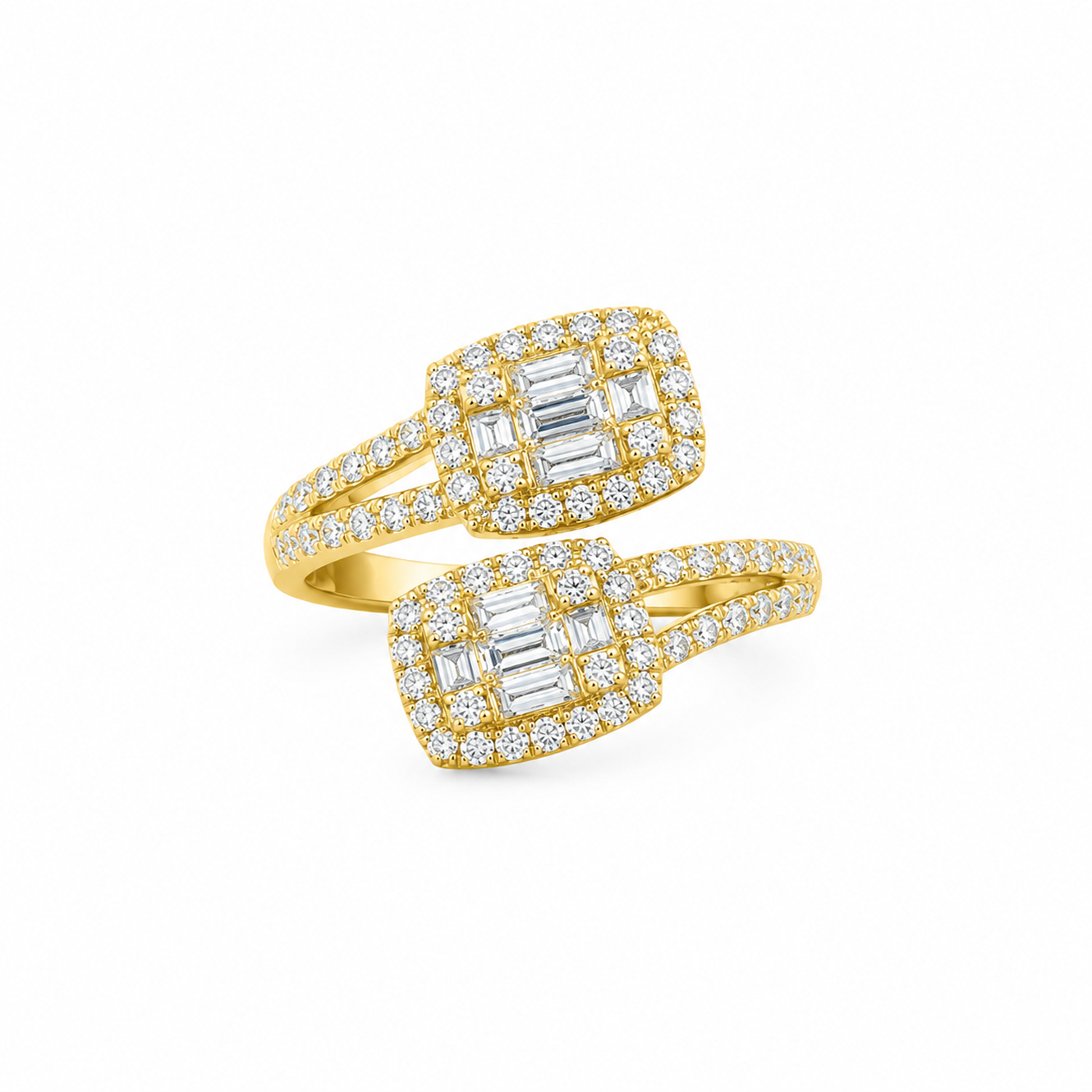 Double Baguette Dress Ring in 18K Gold, Lab-Grown Diamond