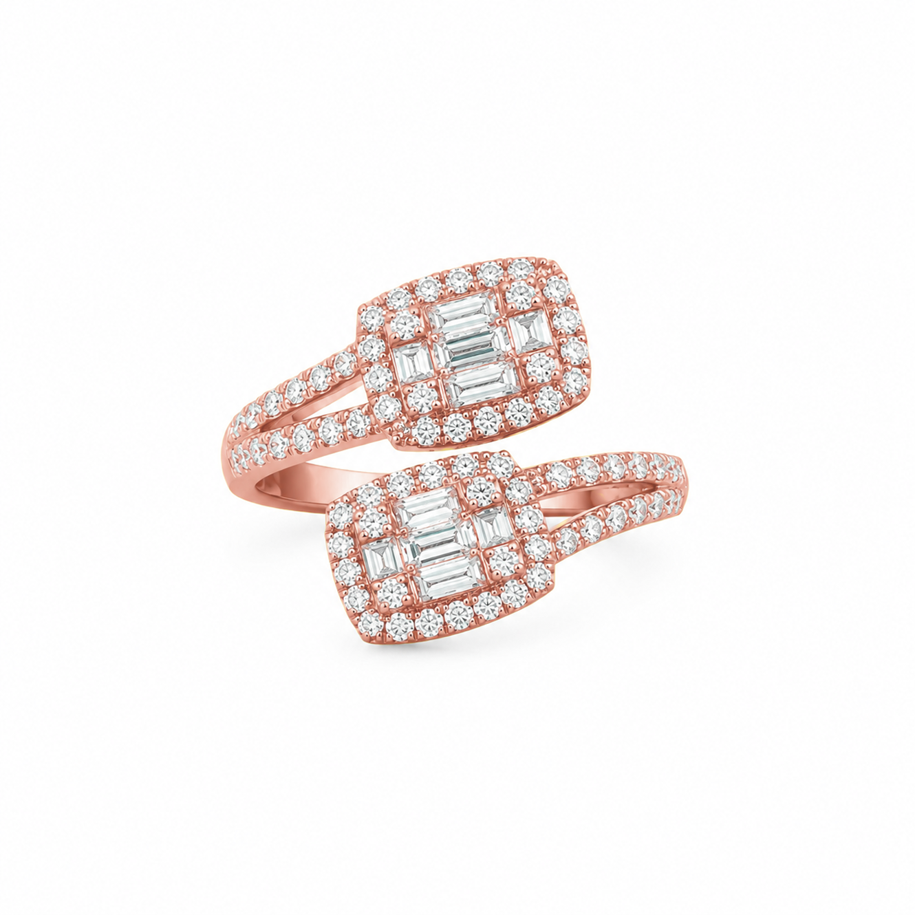Double Baguette Dress Ring in 18K Gold, Lab-Grown Diamond