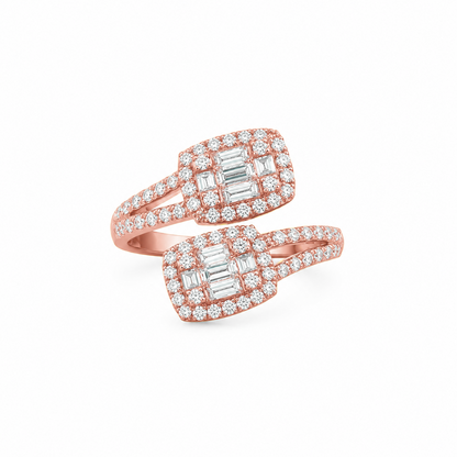 Double Baguette Dress Ring in 18K Gold, Lab-Grown Diamond