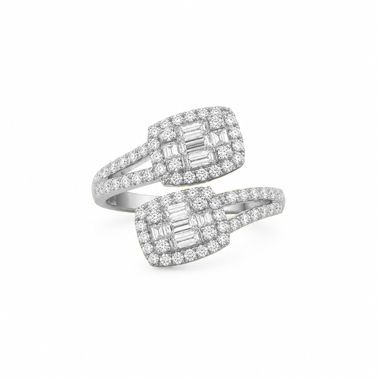 Double Baguette Dress Ring in 18K Gold, Lab-Grown Diamond