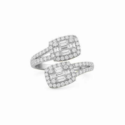Double Baguette Dress Ring in 18K Gold, Lab-Grown Diamond