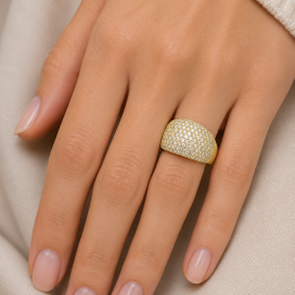 Pavé-Set Dress Ring in 18K Gold, Lab-Grown Diamond