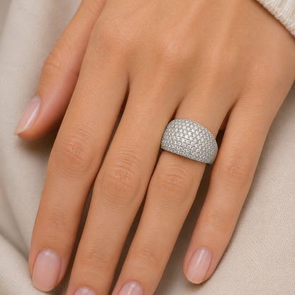 Pavé-Set Dress Ring in 18K Gold, Lab-Grown Diamond