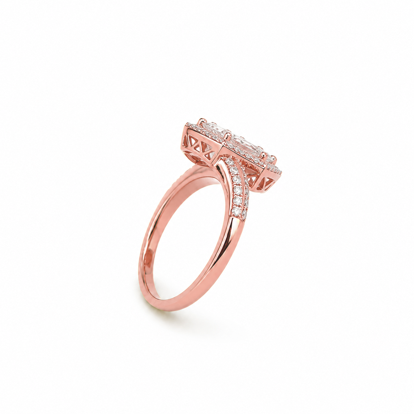 Double Baguette Dress Ring in 18K Gold, Lab-Grown Diamond