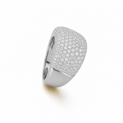 Pavé-Set Dress Ring in 18K Gold, Lab-Grown Diamond