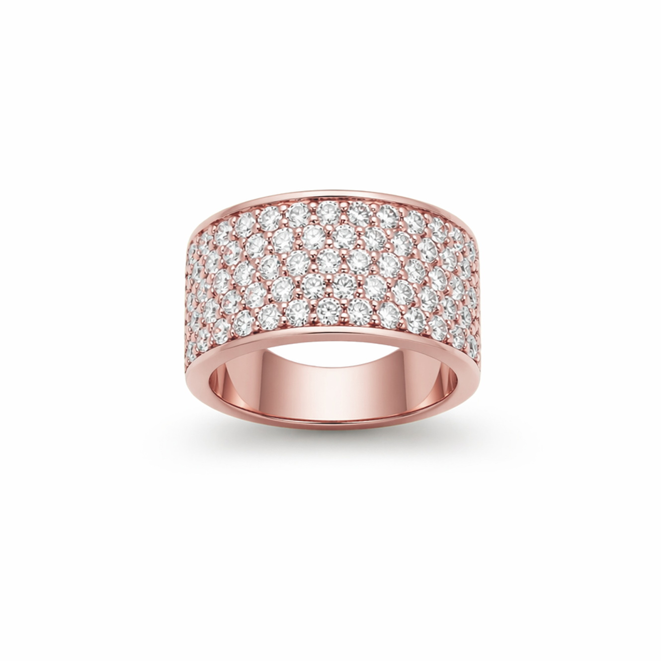 Multirow Pavé-Set Dress Ring in 18K Gold, Lab-Grown Diamond