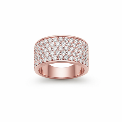 Multirow Pavé-Set Dress Ring in 18K Gold, Lab-Grown Diamond