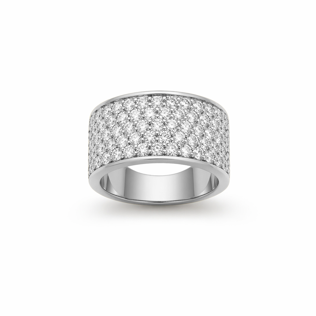 Multirow Pavé-Set Dress Ring in 18K Gold, Lab-Grown Diamond