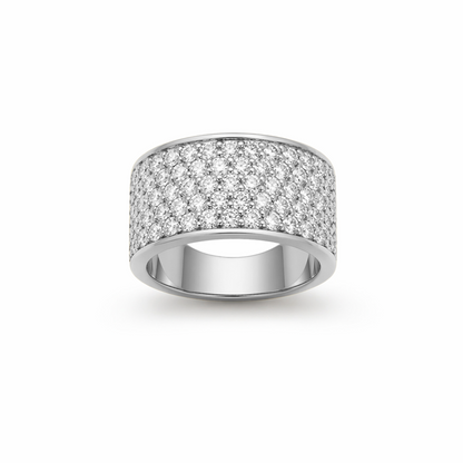 Multirow Pavé-Set Dress Ring in 18K Gold, Lab-Grown Diamond
