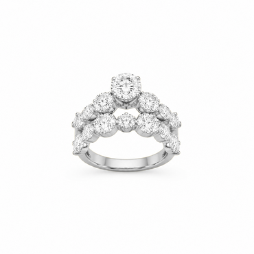 Round Brilliant Pavé Dress Ring in 18K Gold, Lab-Grown Diamond