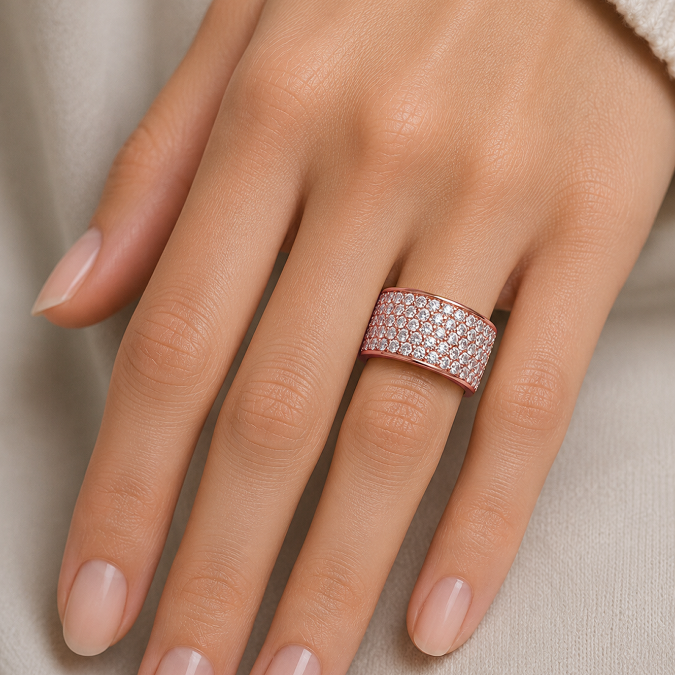 Multirow Prong-Set Round Cut Dress Ring in 18K Gold, Lab-Grown Diamond