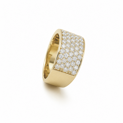 Multirow Pavé-Set Dress Ring in 18K Gold, Lab-Grown Diamond