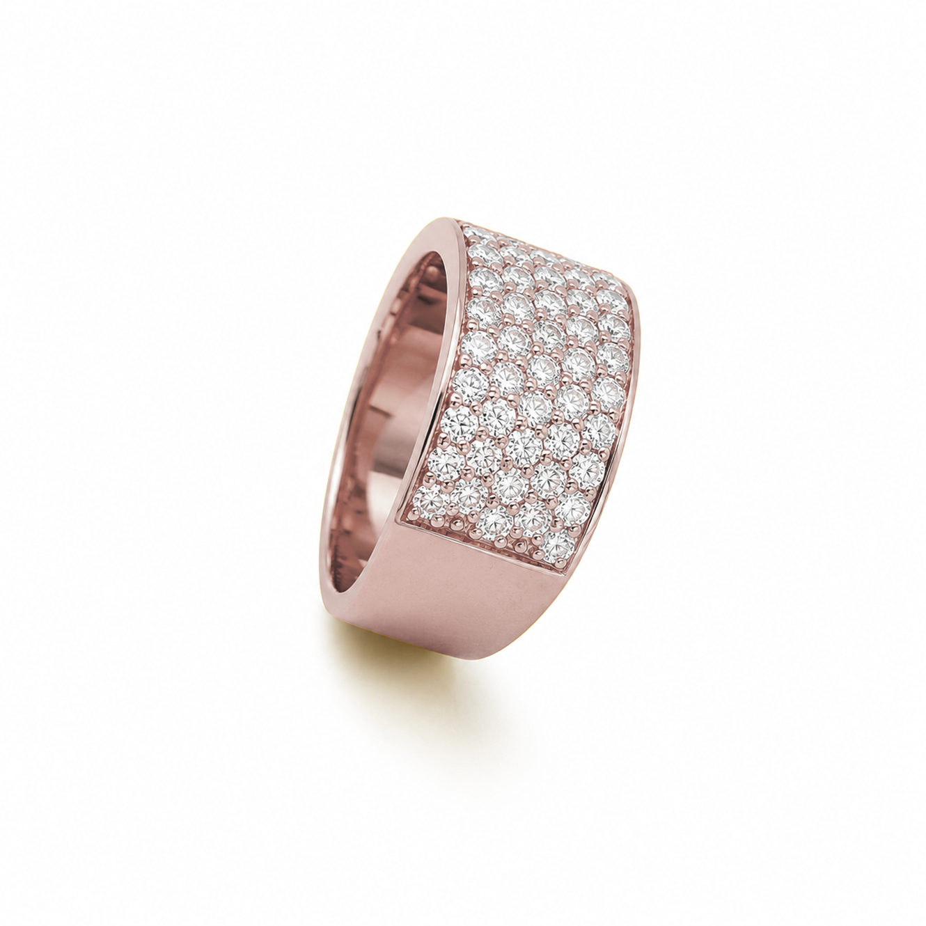 Multirow Pavé-Set Dress Ring in 18K Gold, Lab-Grown Diamond
