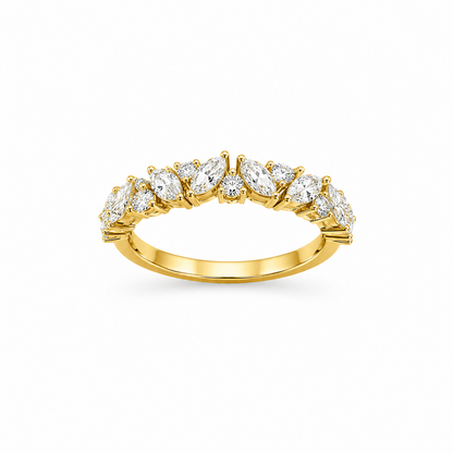 Marquise & Round Half Eternity Dress Ring in 18K Gold, Lab-Grown Diamond
