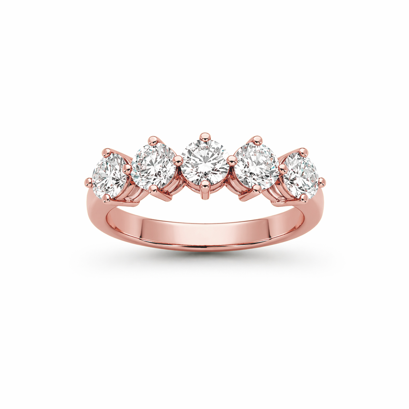 Five-Stone Prong-Set Ring in 18K Gold, Lab-Grown Diamond