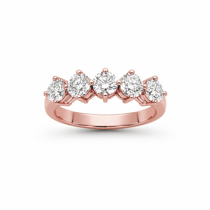 Five-Stone Prong-Set Ring in 18K Gold, Lab-Grown Diamond