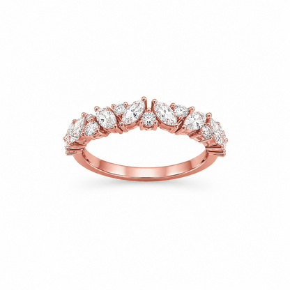 Marquise & Round Half Eternity Dress Ring in 18K Gold, Lab-Grown Diamond