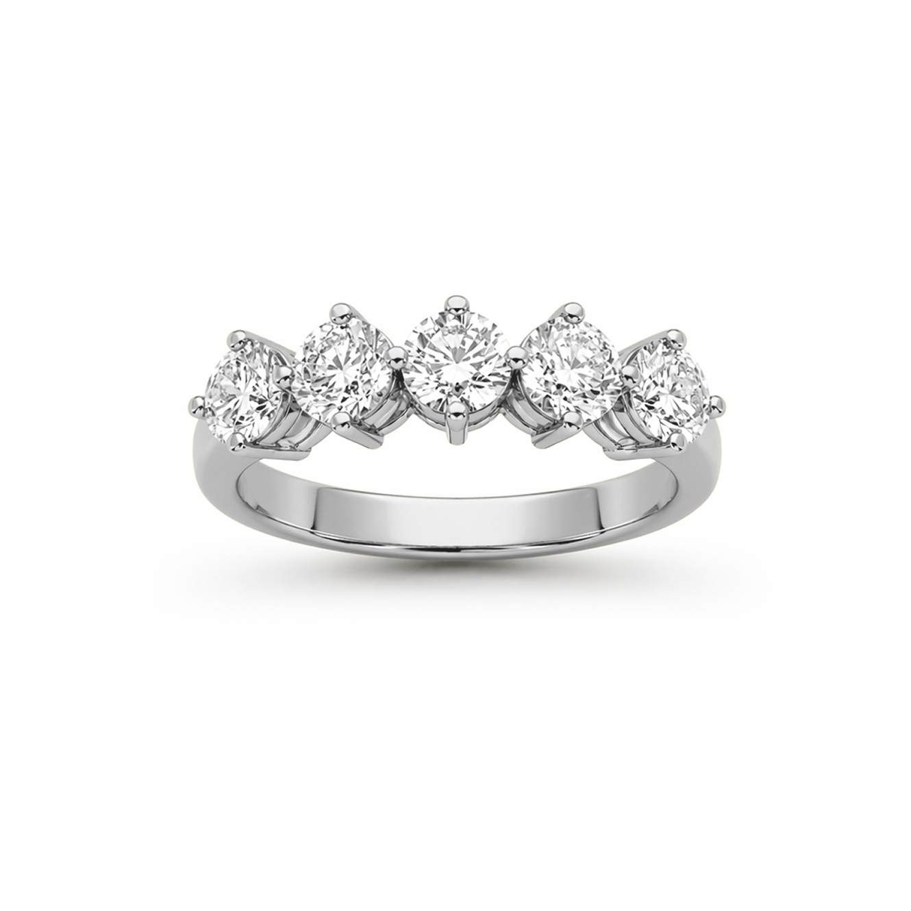 Five-Stone Prong-Set Ring in 18K Gold, Lab-Grown Diamond
