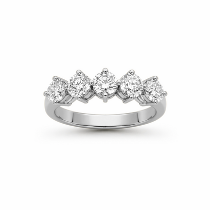 Five-Stone Prong-Set Ring in 18K Gold, Lab-Grown Diamond