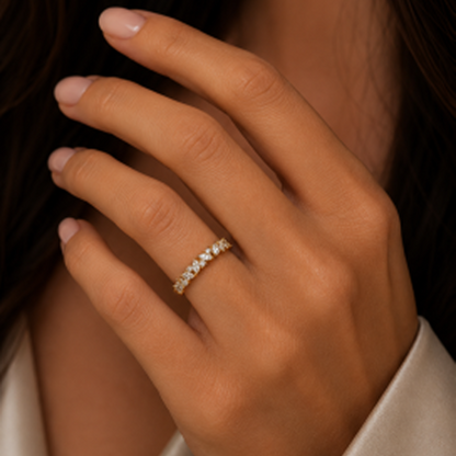 Pear Cut All-the-Way Ring in 18K Gold, Lab-Grown Diamond