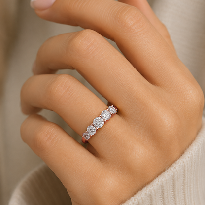 Five-Stone Prong-Set Ring in 18K Gold, Lab-Grown Diamond