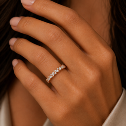 Pear Cut All-the-Way Ring in 18K Gold, Lab-Grown Diamond