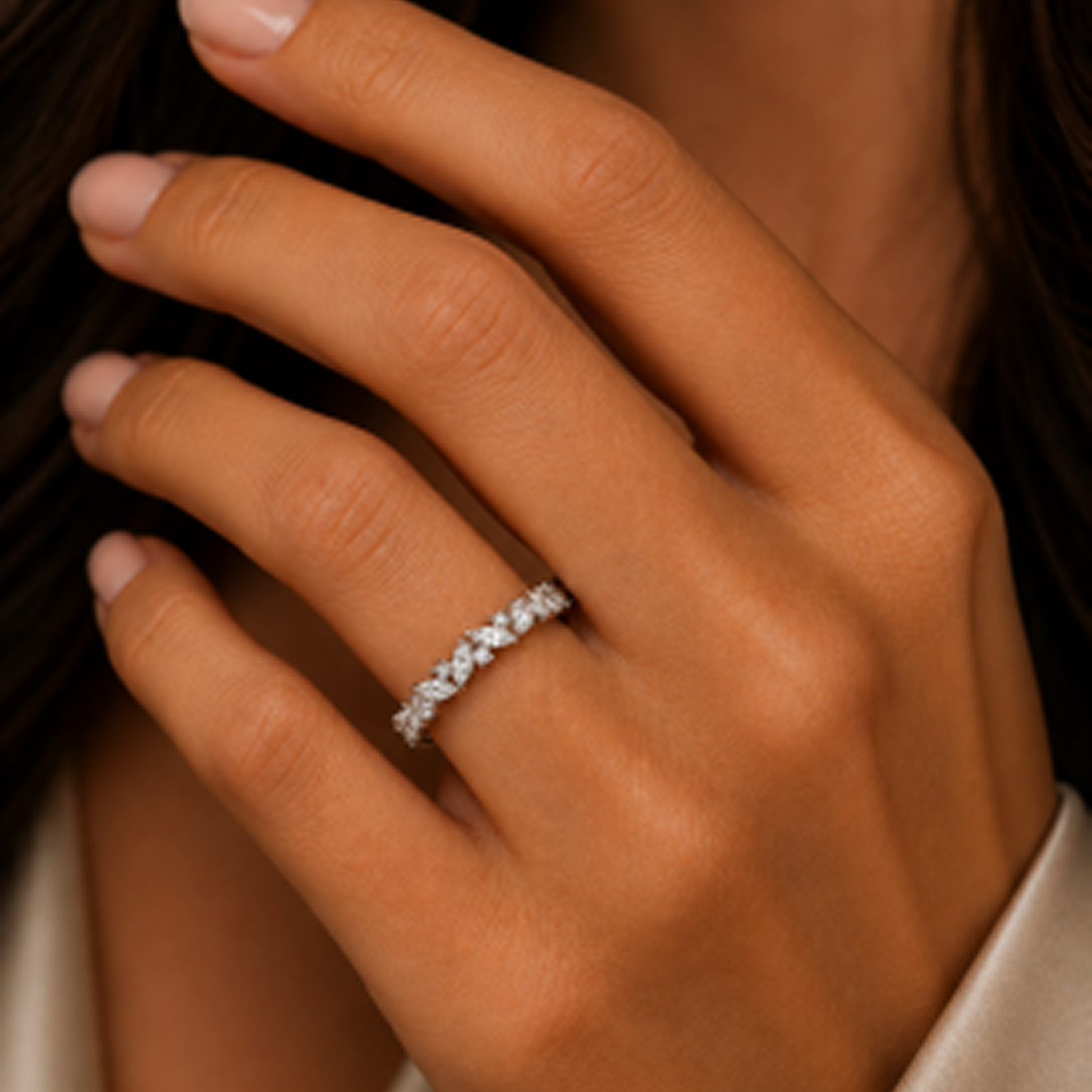 Pear Cut All-the-Way Ring in 18K Gold, Lab-Grown Diamond