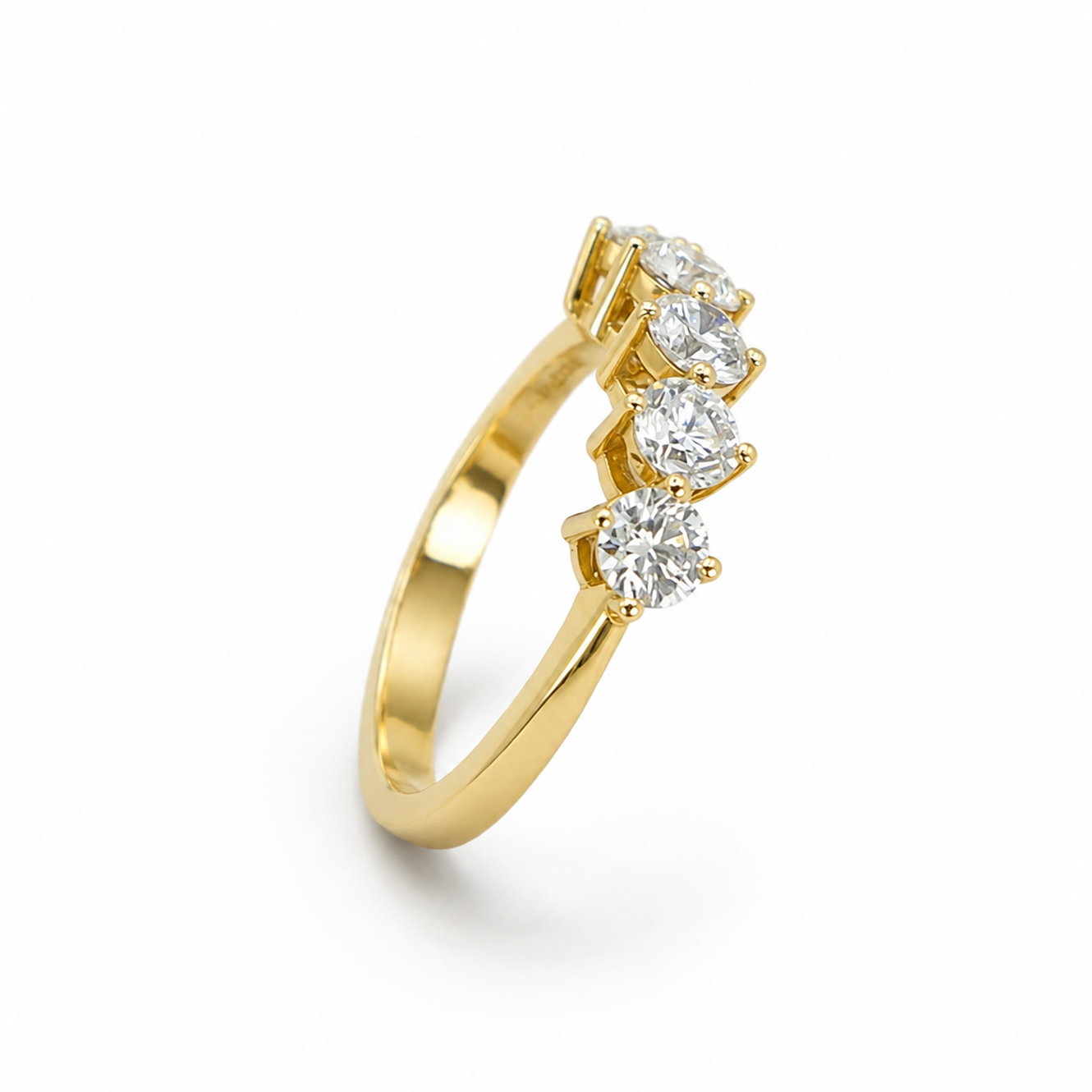 Five-Stone Prong-Set Ring in 18K Gold, Lab-Grown Diamond