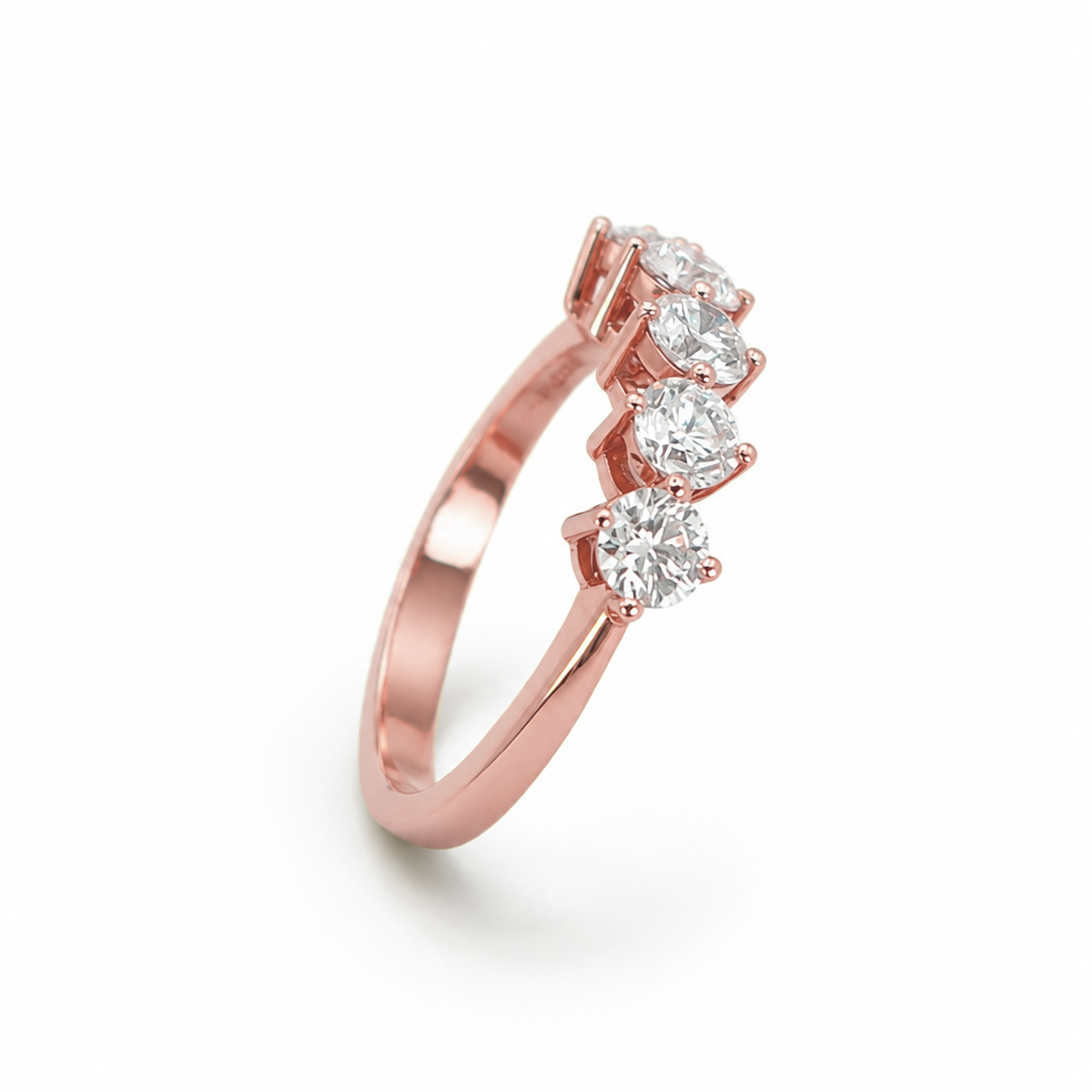 Five-Stone Prong-Set Ring in 18K Gold, Lab-Grown Diamond