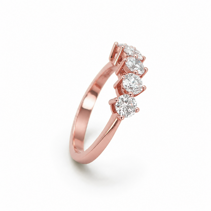 Five-Stone Prong-Set Ring in 18K Gold, Lab-Grown Diamond