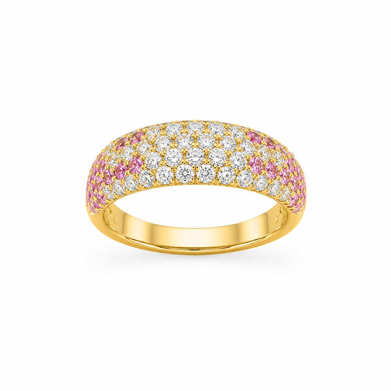 Pink Sapphire Dress Ring in 18K Gold, Lab-Grown Diamond