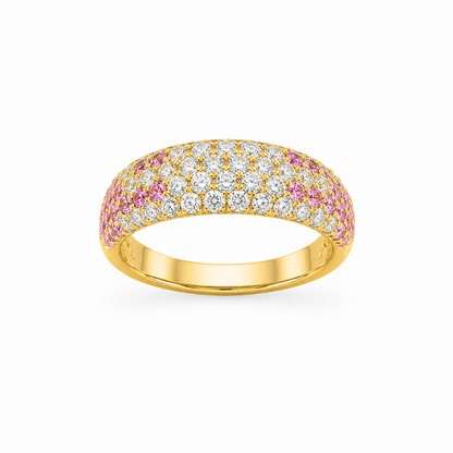 Pink Sapphire Dress Ring in 18K Gold, Lab-Grown Diamond