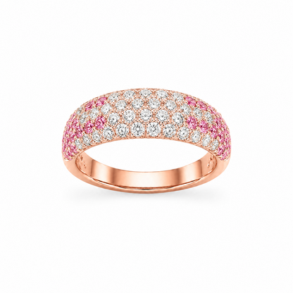 Pink Sapphire Dress Ring in 18K Gold, Lab-Grown Diamond