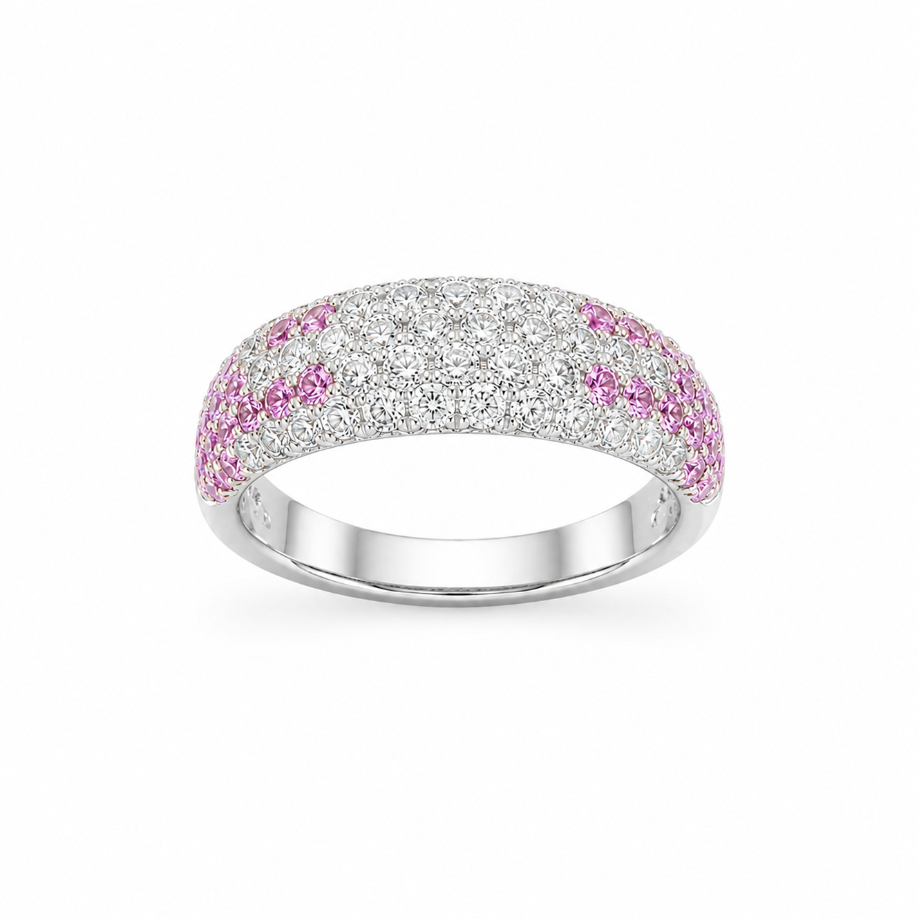 Pink Sapphire Dress Ring in 18K Gold, Lab-Grown Diamond