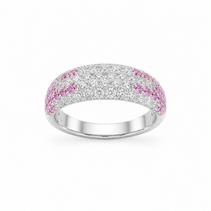 Pink Sapphire Dress Ring in 18K Gold, Lab-Grown Diamond