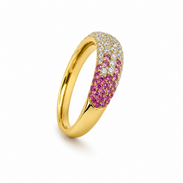 Pink Sapphire Dress Ring in 18K Gold, Lab-Grown Diamond