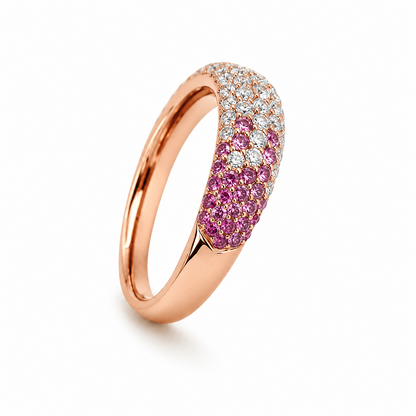Pink Sapphire Dress Ring in 18K Gold, Lab-Grown Diamond