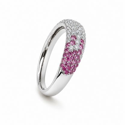 Pink Sapphire Dress Ring in 18K Gold, Lab-Grown Diamond