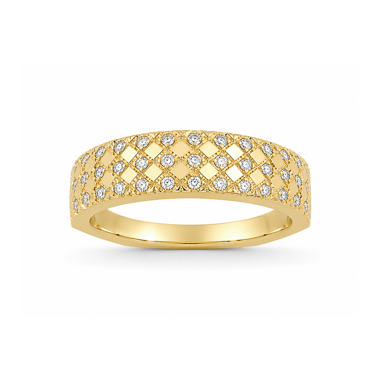 Multirow Pavé-Set Dress Ring in 18K Gold, Lab-Grown Diamond