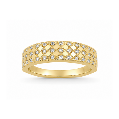 Multirow Pavé-Set Dress Ring in 18K Gold, Lab-Grown Diamond