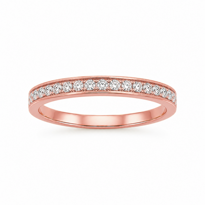 Round Cut Channel & Prong-Set Dress Ring in 18K Gold, Lab-Grown Diamond