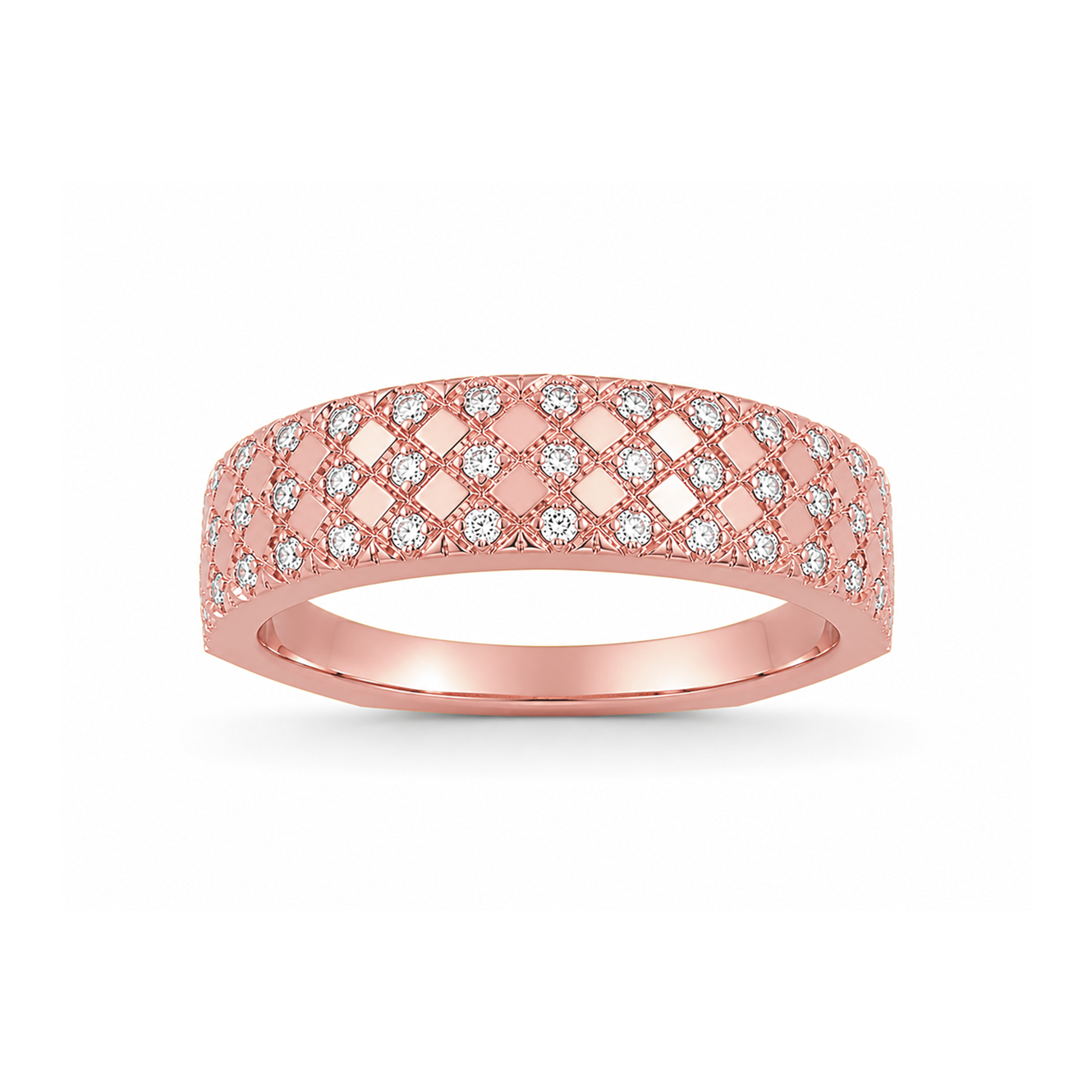 Multirow Pavé-Set Dress Ring in 18K Gold, Lab-Grown Diamond