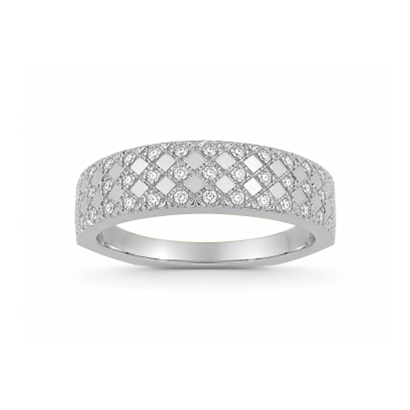 Multirow Pavé-Set Dress Ring in 18K Gold, Lab-Grown Diamond
