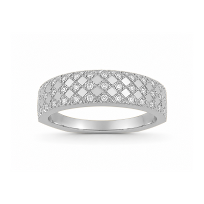 Multirow Pavé-Set Dress Ring in 18K Gold, Lab-Grown Diamond