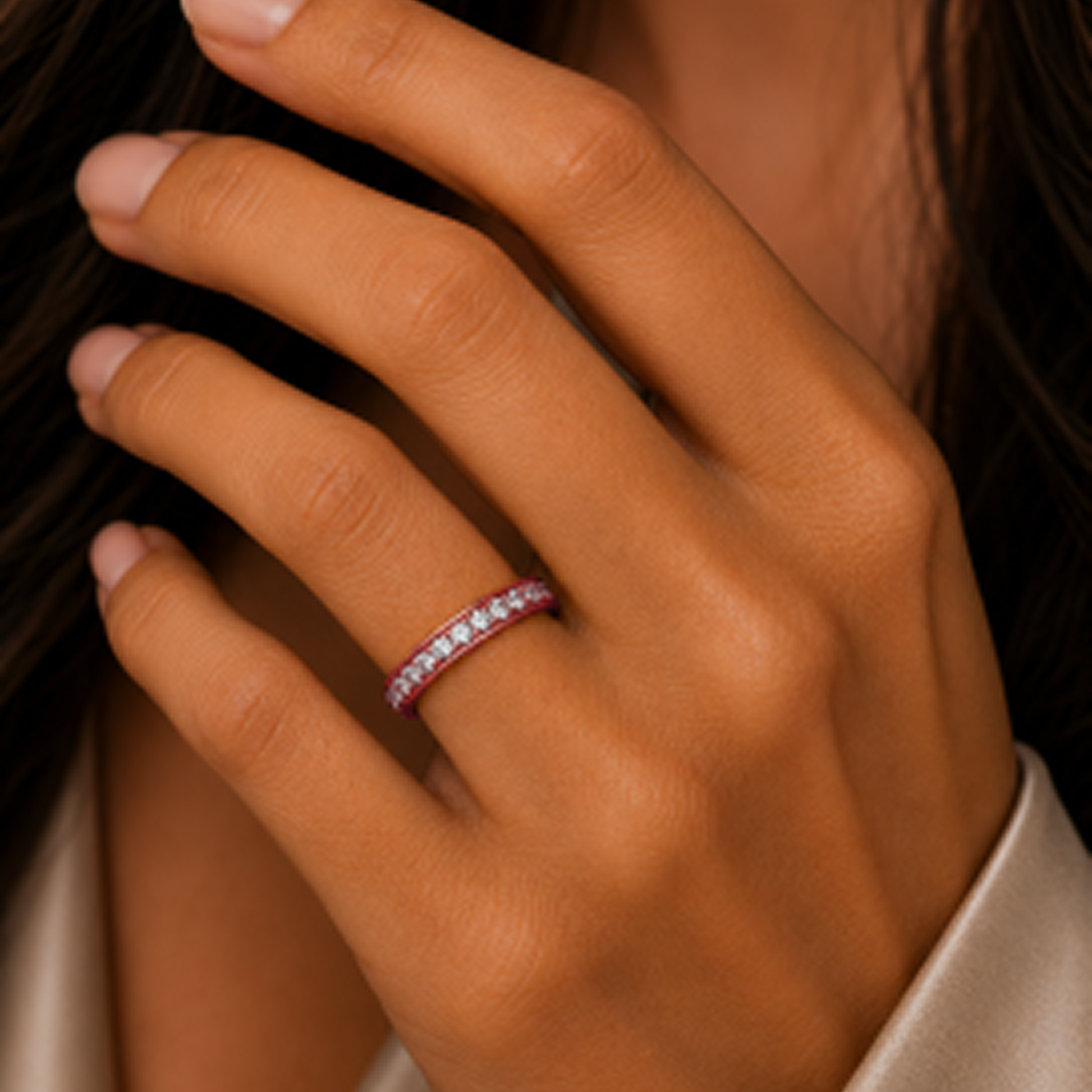 Round Cut Channel & Prong-Set Dress Ring in 18K Gold, Lab-Grown Diamond