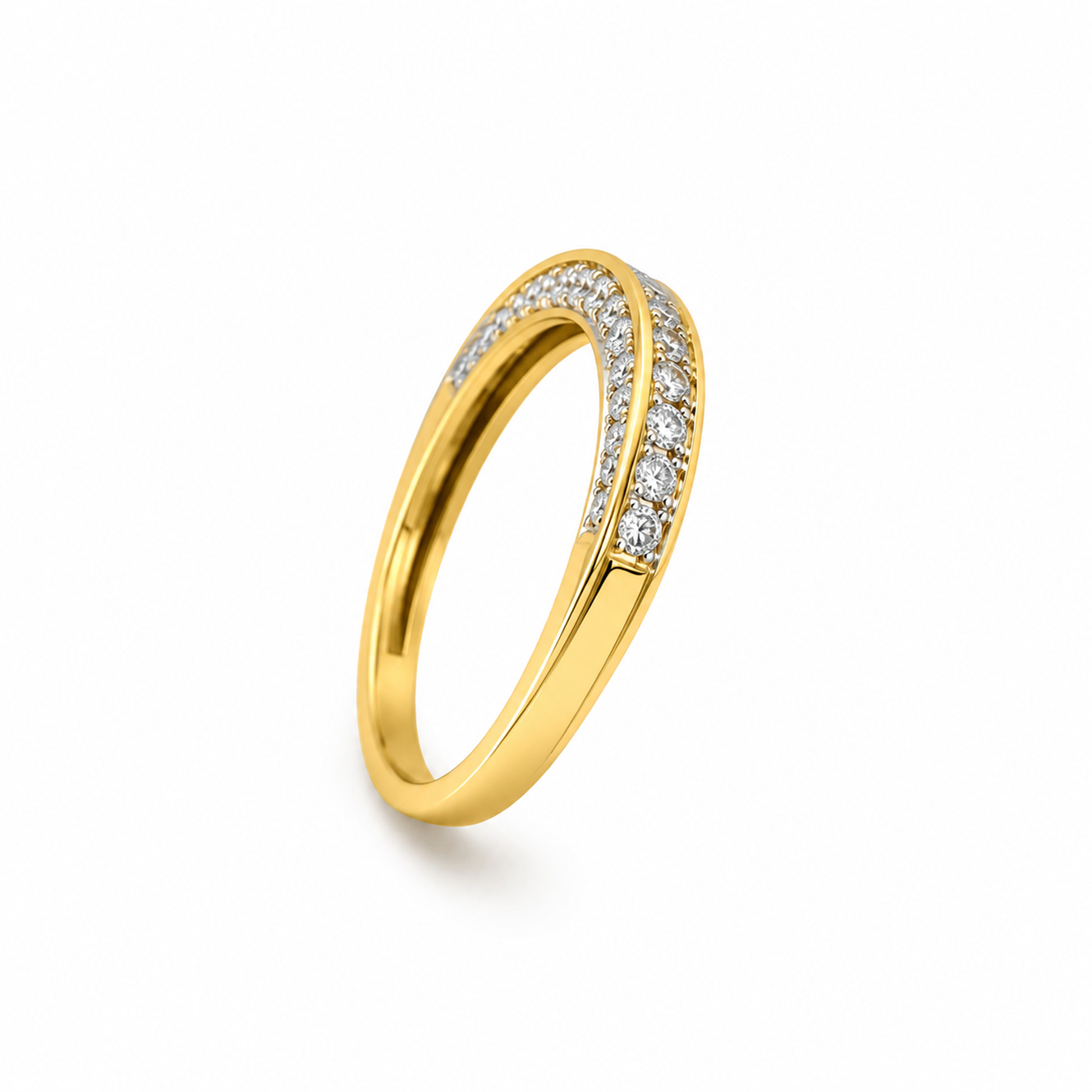 Round Cut Channel & Prong-Set Dress Ring in 18K Gold, Lab-Grown Diamond