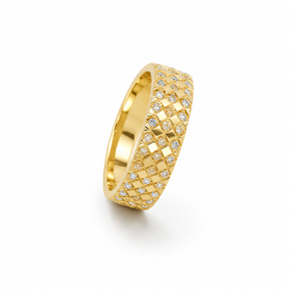 Multirow Pavé-Set Dress Ring in 18K Gold, Lab-Grown Diamond