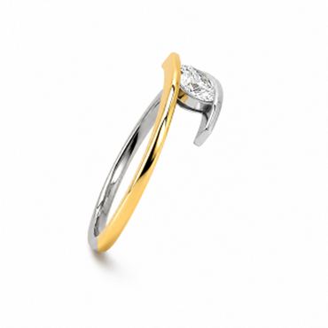 Round Cut Two Tone Dress Ring in 18K Gold, Lab-Grown Diamond