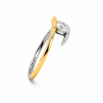Round Cut Two Tone Dress Ring in 18K Gold, Lab-Grown Diamond