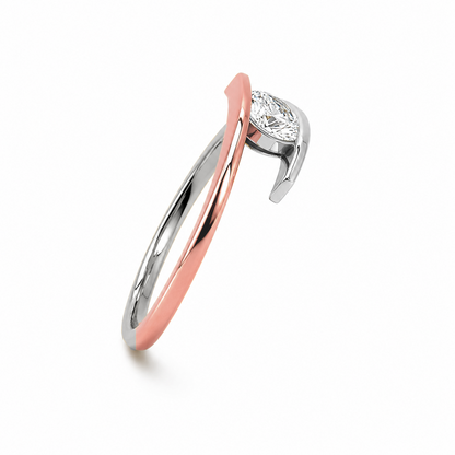 Round Cut Two Tone Dress Ring in 18K Gold, Lab-Grown Diamond